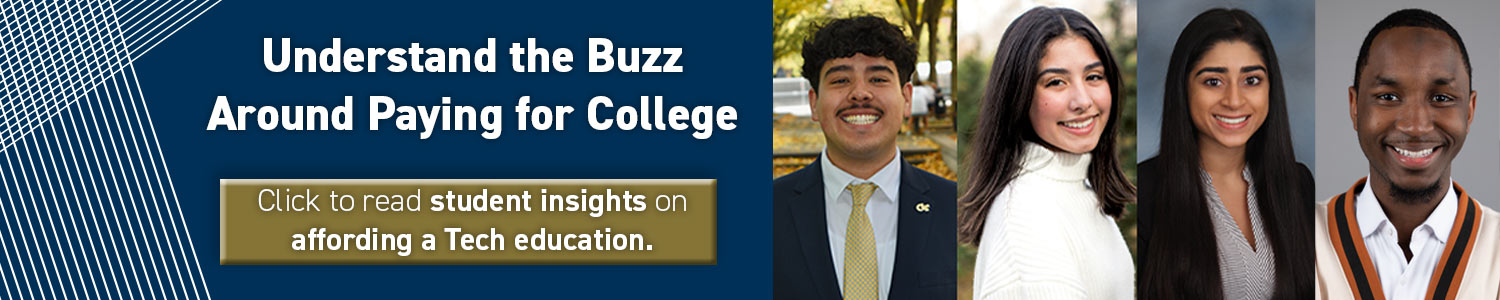A banner linking to an article student insights on affordind a Tech education.
